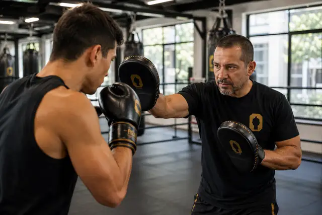 Entrenamiento personal de kickboxing en el dojo